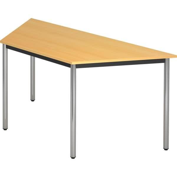 Trapeztisch Rundfuß 160x69cm Buche/Chrom