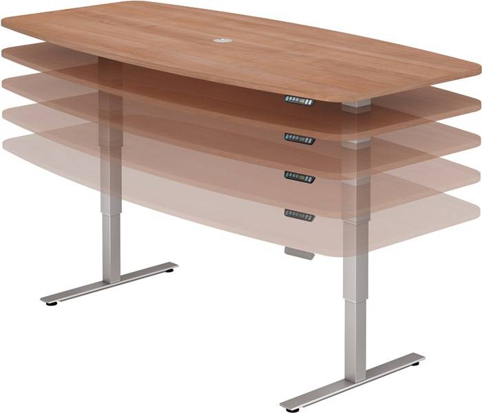 Konferenztisch H635-1285xB2200xT1030/830mm Nussbaumdek.elekt.höhenv.HAMMERBACHER