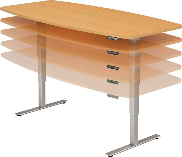 Konferenztisch H635-1285xB2200xT1030/830mm weiß elektr.höhenv.HAMMERBACHER