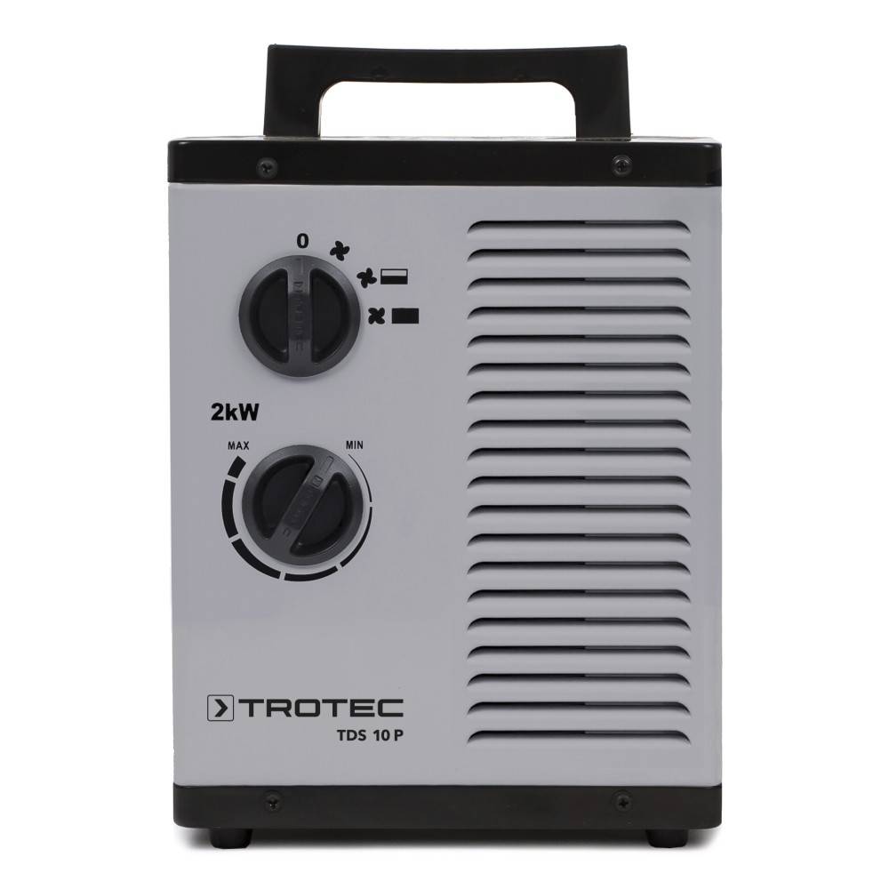 TROTEC Keramik Heizlüfter Elektroheizer TDS 10 P inkl. Mehrstufen-Temperaturregelung bis 2.000 Watt (2 kW) Bauheizer mit Thermostat