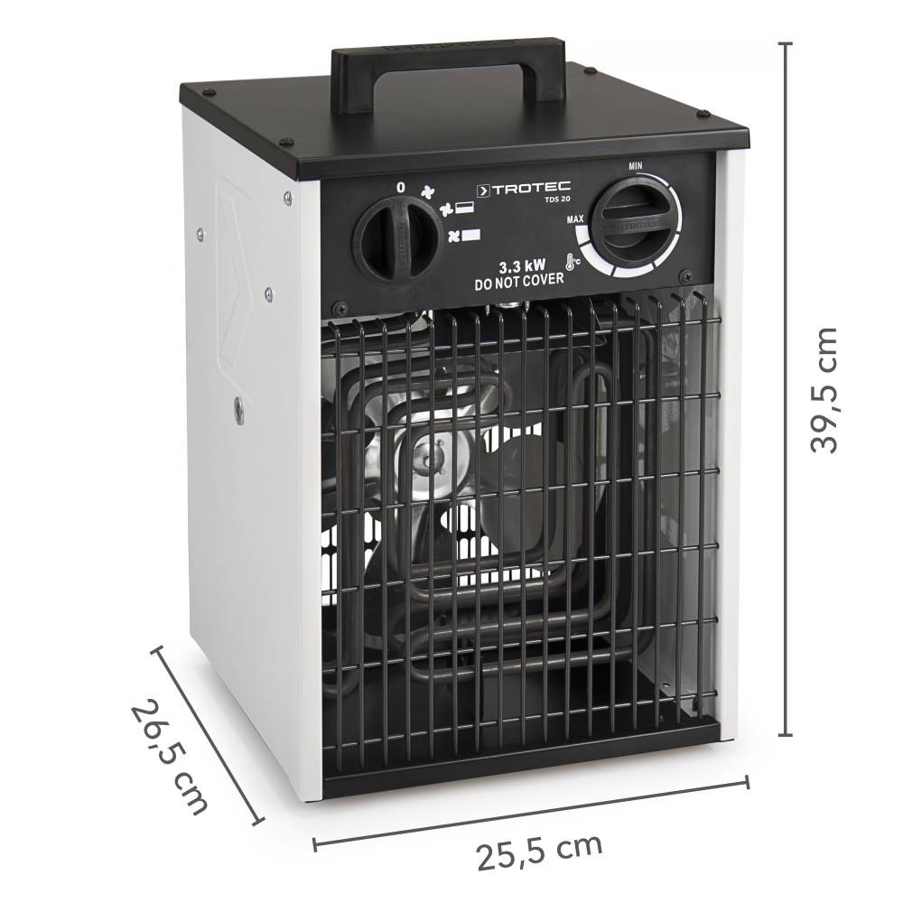 TROTEC Elektroheizer TDS 20 Heizer Heizlüfter Heizung Überhitzungsschutz 3 Heizstufen 3,3 kW Gebläsemotor Thermoschutz