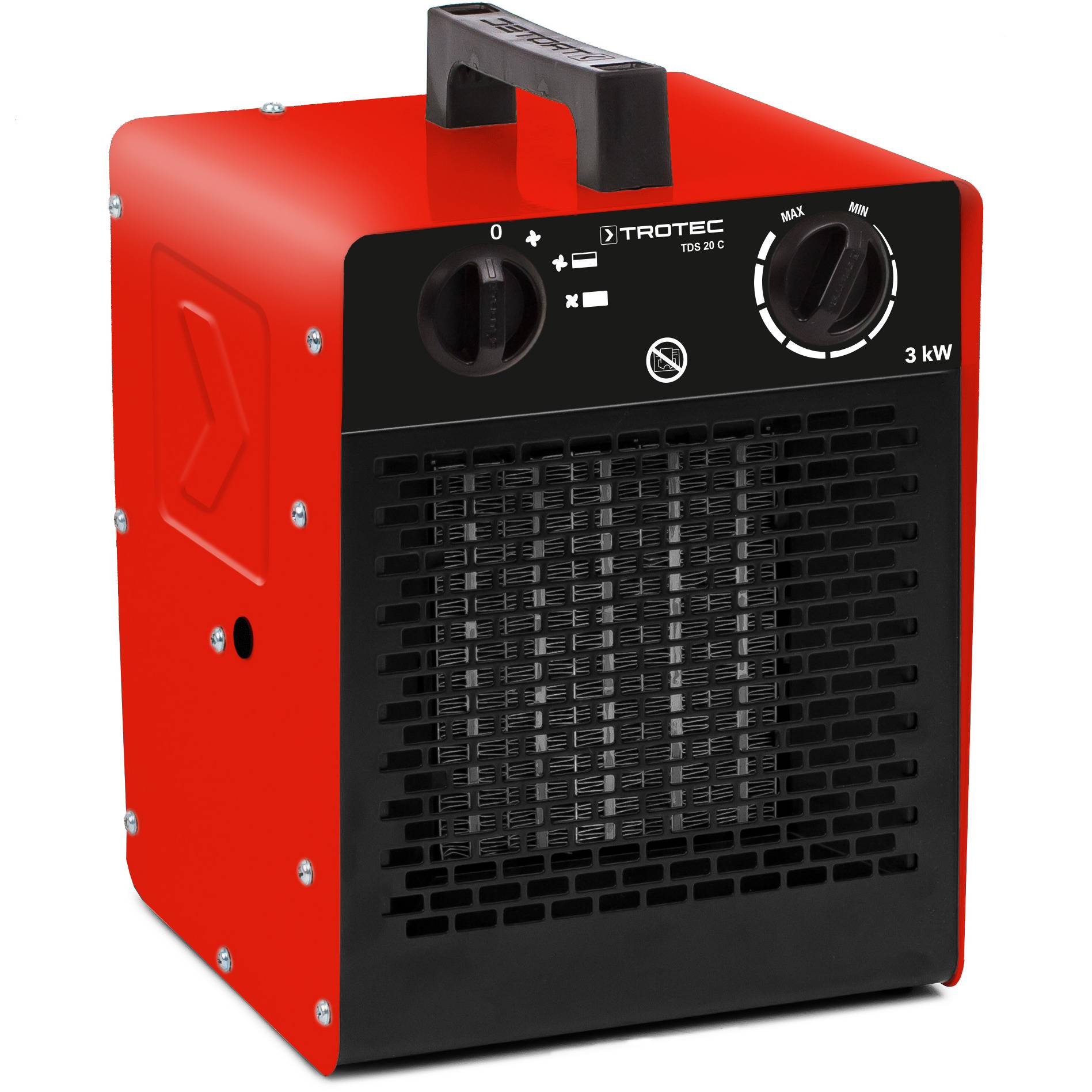 TROTEC Keramik Heizlüfter TDS 20 C – Heizleistung 2 kW / 3 kW – Elektroheizer Luftmenge 180 m³/h – Elektroheizung mit Thermostat