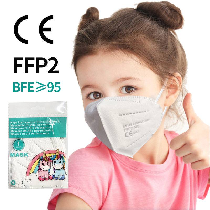 emissimo Atemschutzmaske Kids, Klasse FFP2 NR, ohne Ventil, EN 149 Faltmaske pink (10er Pack)