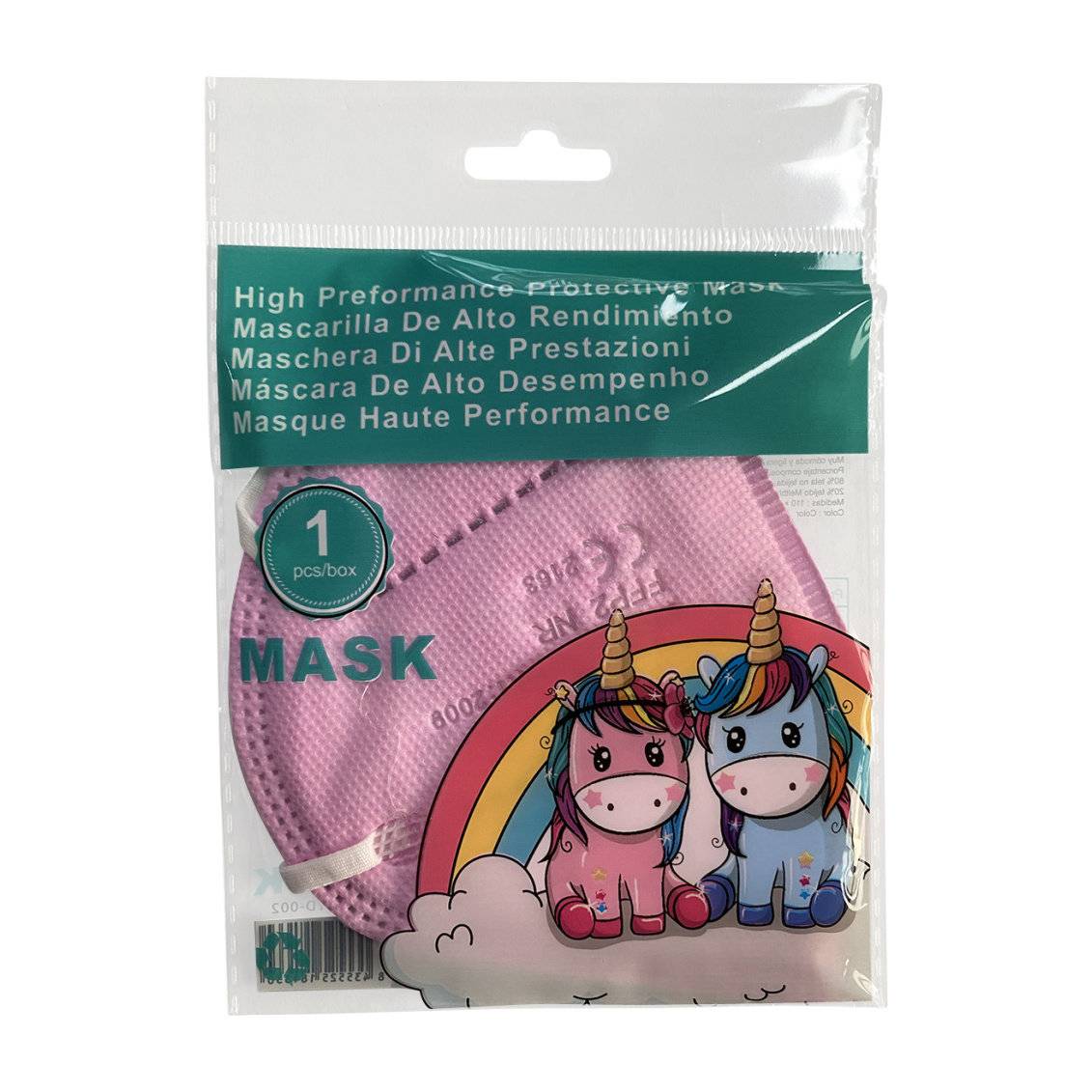 emissimo Atemschutzmaske Kids, Klasse FFP2 NR, ohne Ventil, EN 149 Faltmaske pink (10er Pack)