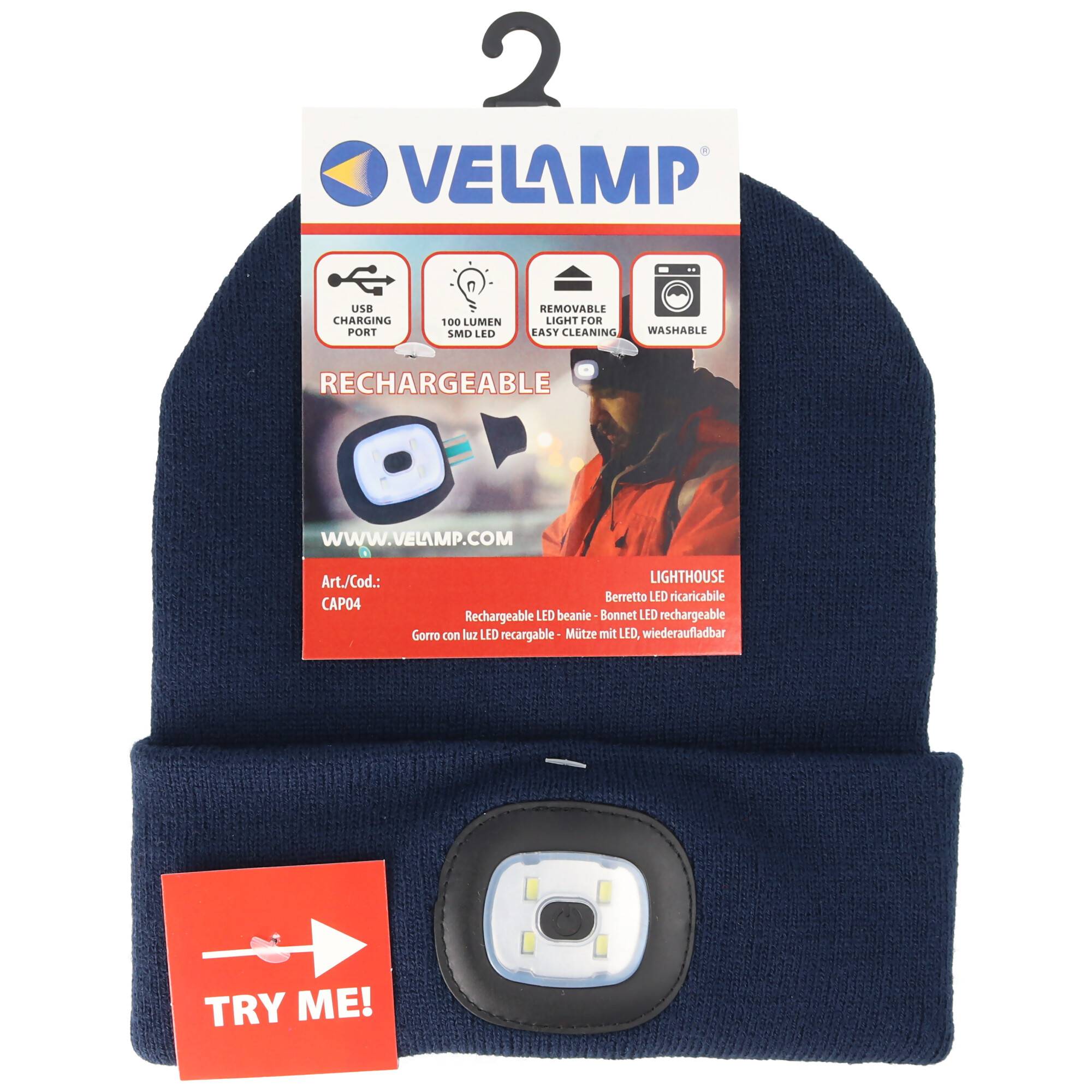 Mütze mit LED-Frontleuchte, Strickmütze mit LED-Licht ideal zum Joggen, Campen, Arbeiten, Spazieren etc., wiederaufladba