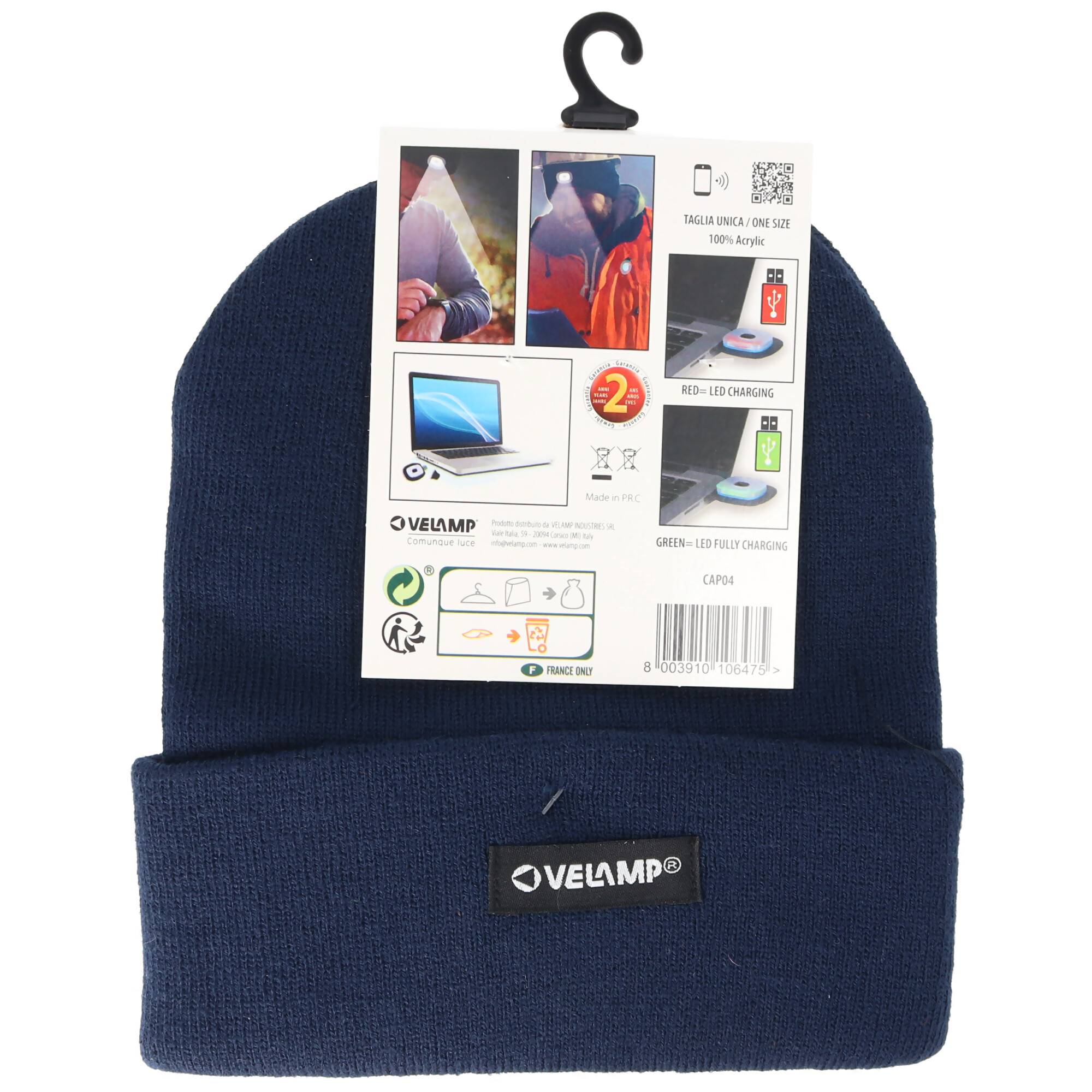 Mütze mit LED-Frontleuchte, Strickmütze mit LED-Licht ideal zum Joggen, Campen, Arbeiten, Spazieren etc., wiederaufladba