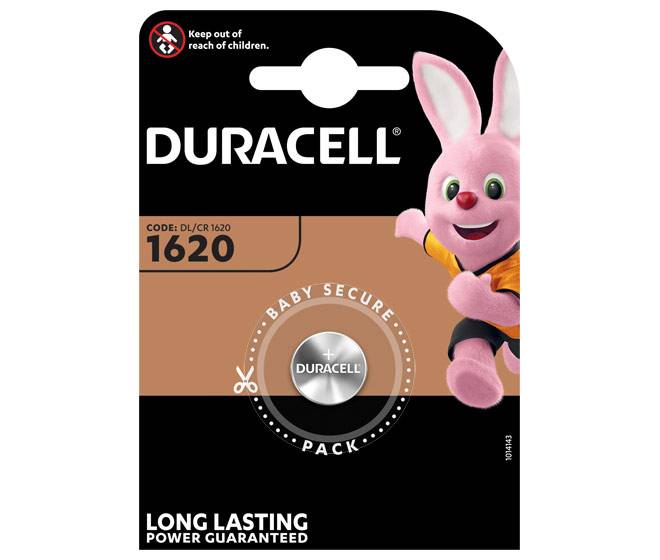 DURACELL Batterie Lithium, Knopfzelle, CR1620, 3V