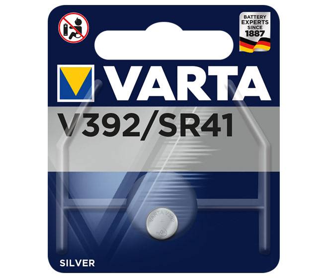 VARTA Batterie Silver Oxide, Knopfzelle, 392, SR41, 1.55V