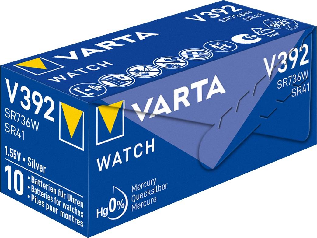 VARTA Knopfzelle Silver Oxide, 392 SR41, 1.55V, 10 Stück