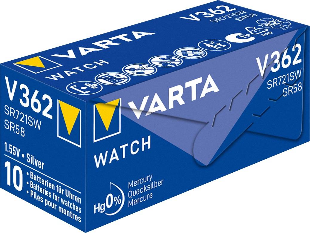 VARTA Knopfzelle Silver Oxide, 362 SR58, 1.55V, 10 Stück