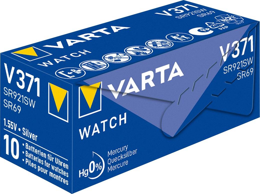 VARTA Knopfzelle Silver Oxide, 371 SR69, 1.55V, 10 Stück