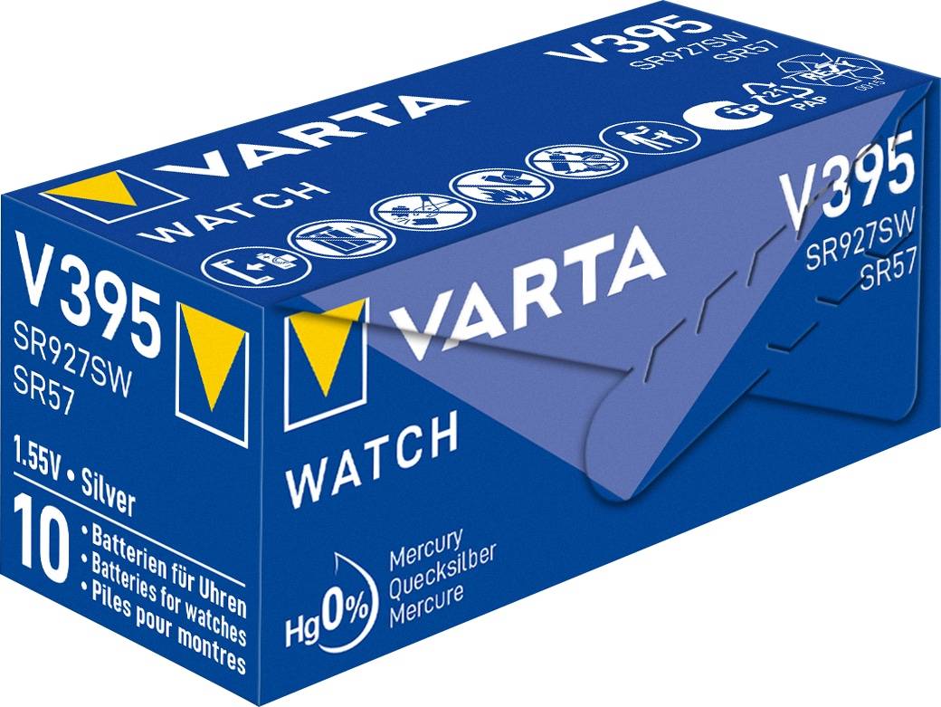 VARTA Knopfzelle Silver Oxide, 395 SR57, 1.55V, 10 Stück