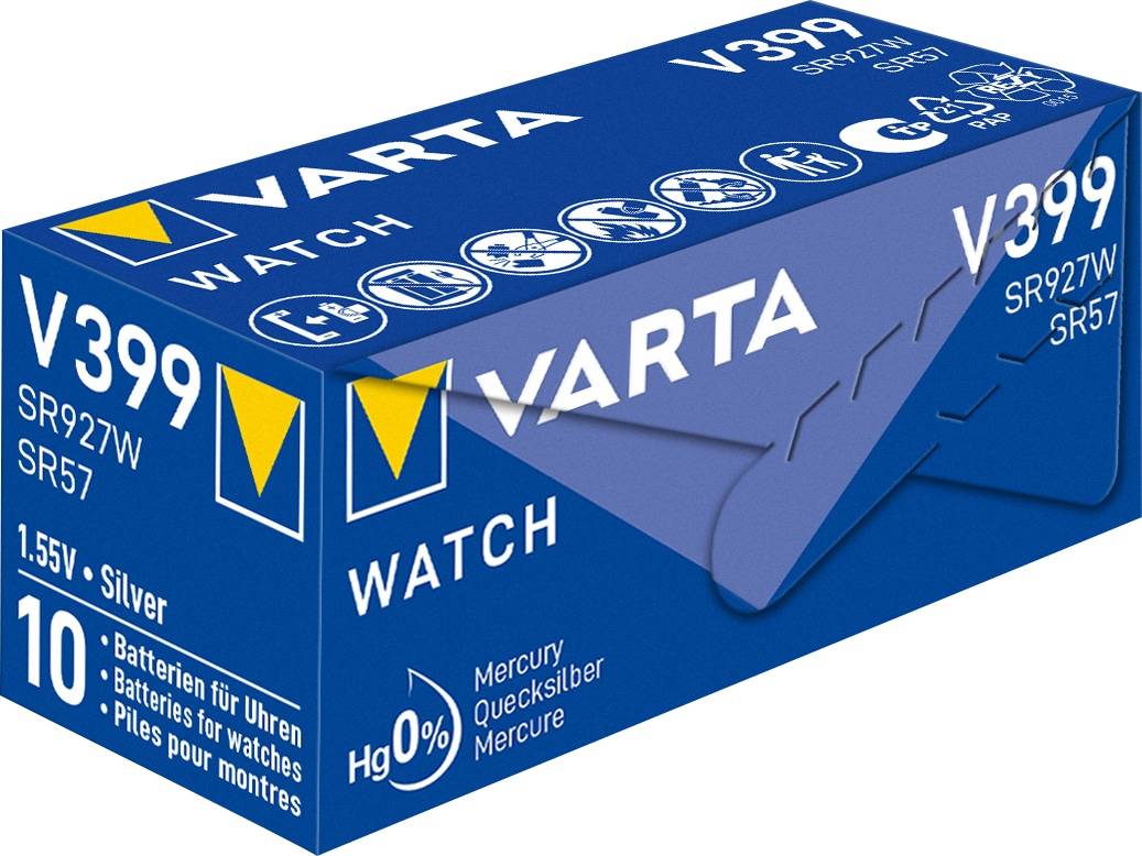 VARTA Knopfzelle Silver Oxide, 399 SR57, 1.55V, 10 Stück