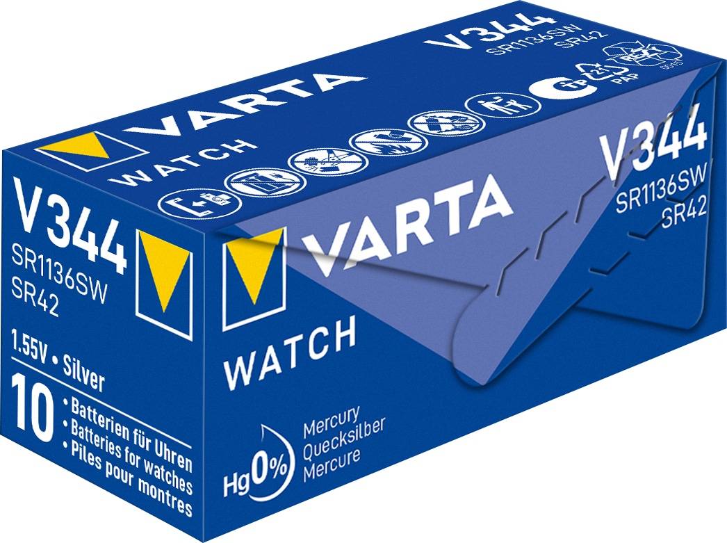 VARTA Knopfzelle Silver Oxide, 344 SR42, 1.55V, 10 Stück