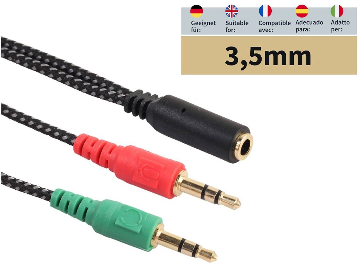 Adapter Kabel 3,5mm für getrennte 2-Buchsen