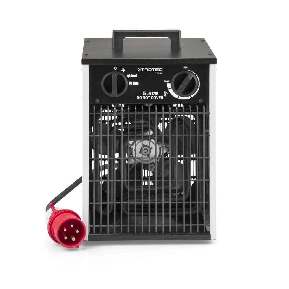TROTEC Elektroheizer TDS 30 5,5 kW Heizgeräte Bauheizer mit integr. Thermostat sowie 2 Heizstufen und Ventilatorfunktion Heizlüfter