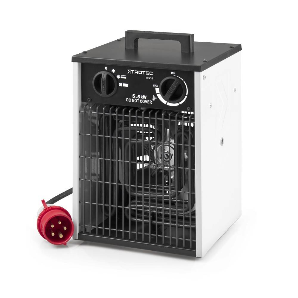 TROTEC Elektroheizer TDS 30 5,5 kW Heizgeräte Bauheizer mit integr. Thermostat sowie 2 Heizstufen und Ventilatorfunktion Heizlüfter