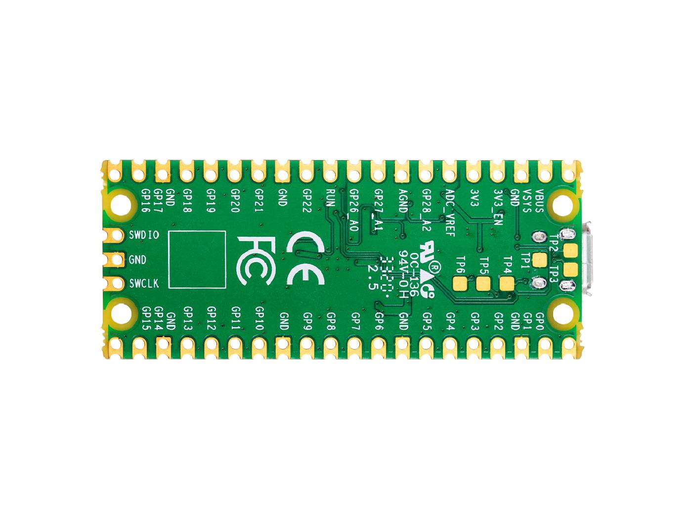 Raspberry Pi Pico RP2040, Dual ARM Cortex-M0+ @133MHz 264kB SRAM