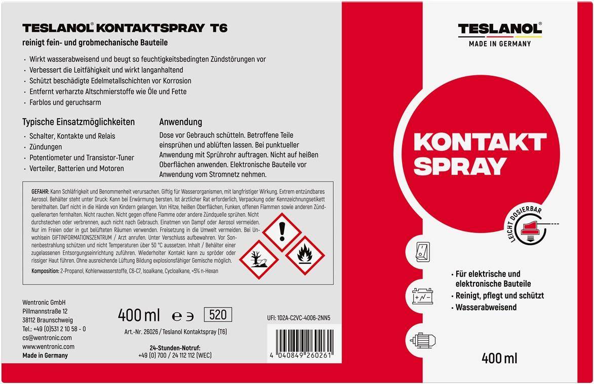 teslanol T6 Kontakt- und Tunerspray - Inhalt: 400 ml