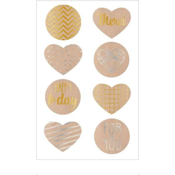 Kraftpapiersticker Motiv 3 selbstklebend Mix gold/silber VE=3 Blatt