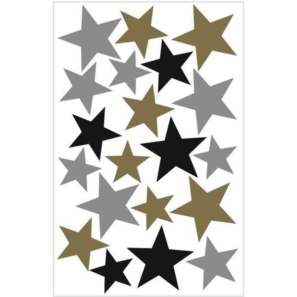Deko-Sticker Motiv 5 selbstklebend Sterne gold/silber VE=3 Blatt