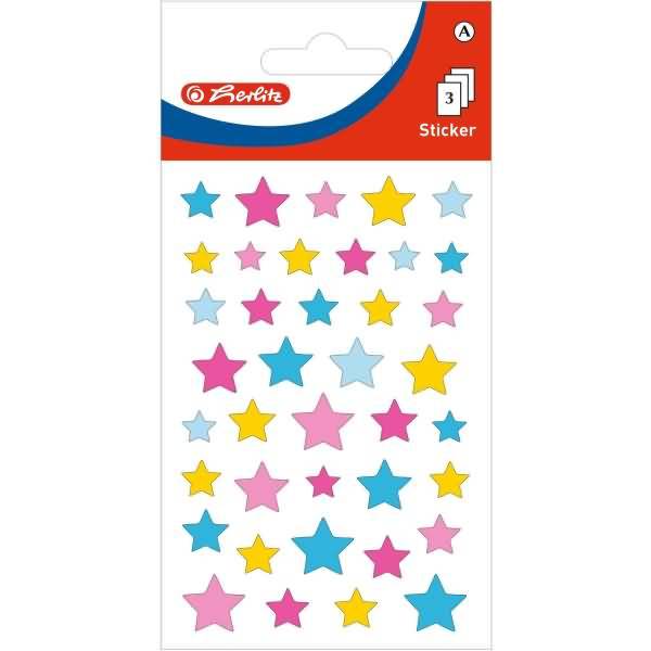 Deko-Sticker Motiv 6 selbstklebend Sterne glimmer/pastell VE=1 Blatt