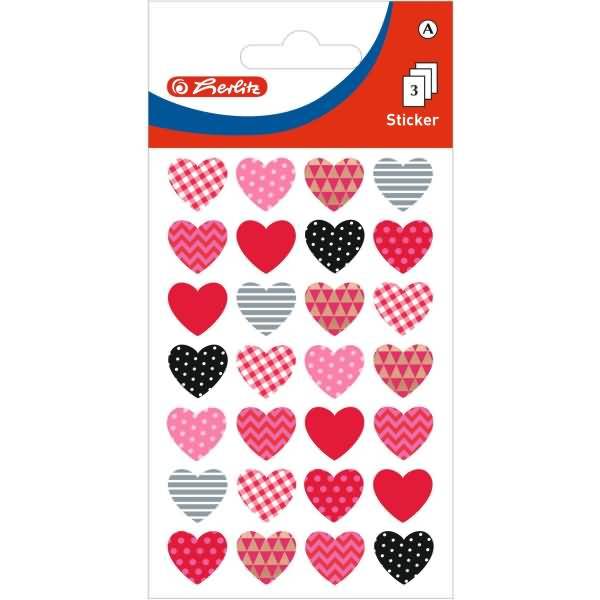 Deko-Sticker Motiv 9 selbstklebend Herzen Rosarot mix VE=3 Blatt