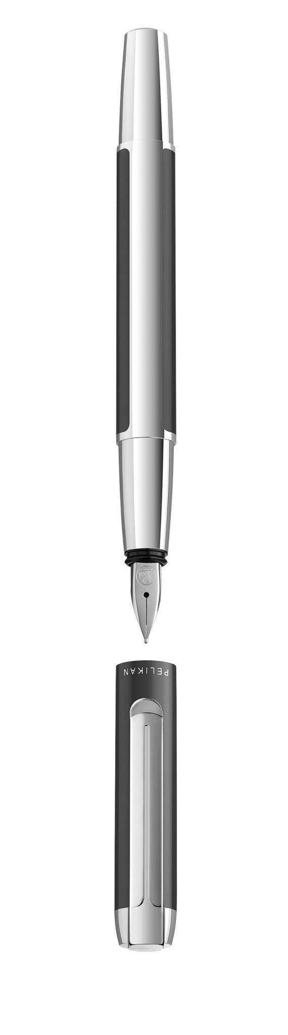 Pelikan Pura P40, Anthrazit, Kartuschenfüllsystem, Aluminium, Edelstahl, Fein, Deutschland