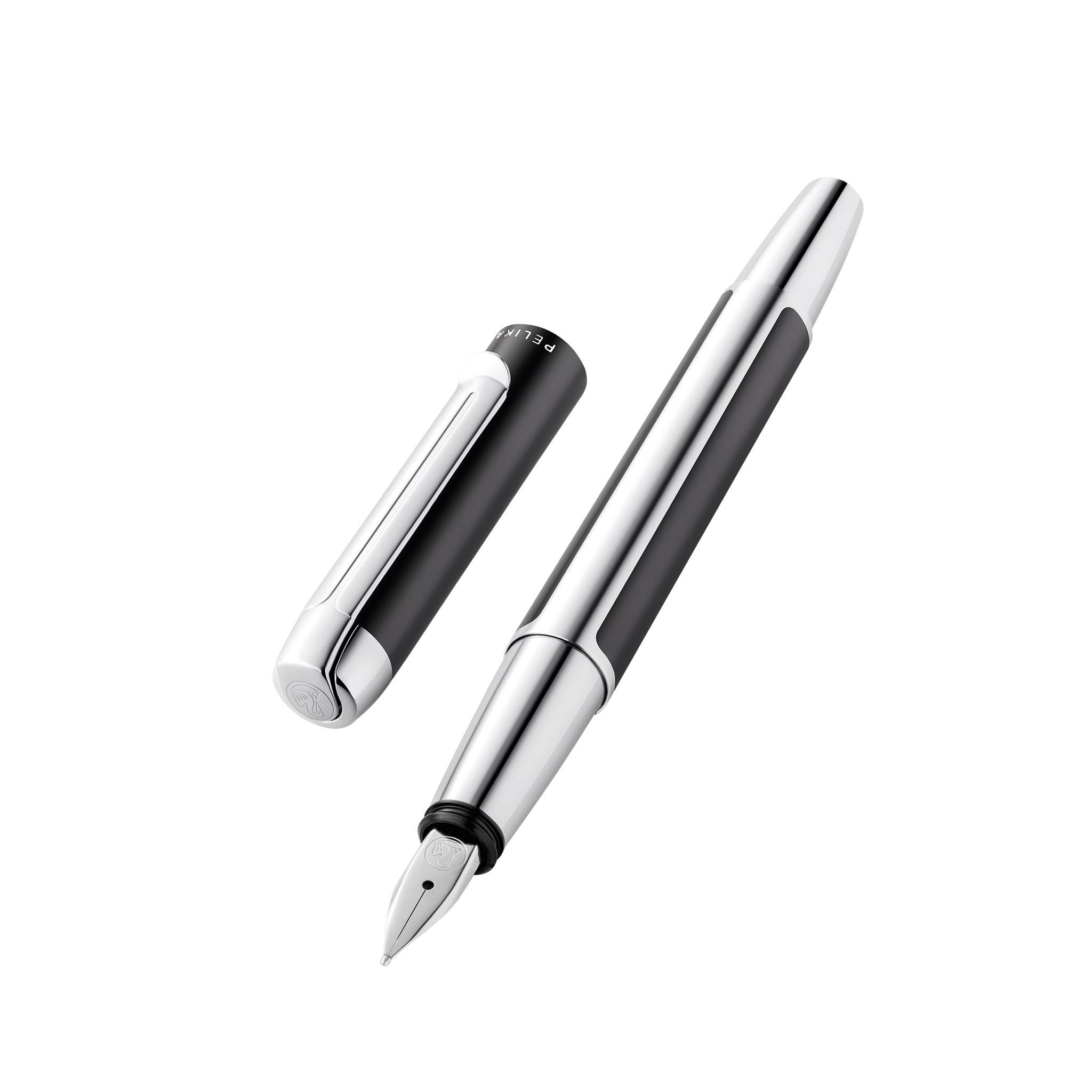 Pelikan Pura P40, Anthrazit, Kartuschenfüllsystem, Aluminium, Edelstahl, Fettdruck, Deutschland