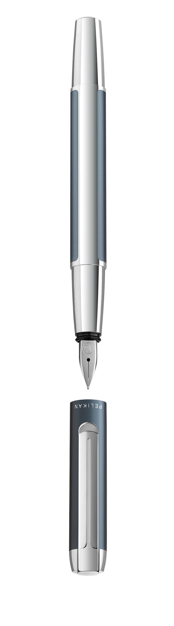 Pelikan Pura P40, Benzin, Silber, Kartuschenfüllsystem, Aluminium, Edelstahl, Medium, Deutschland