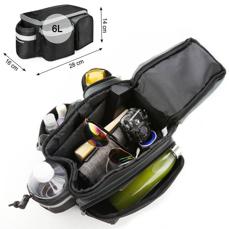 Wozinsky Fahrradtasche Gepäcktasche Gepäckträger Fahrrad Bike Radtasche Tasche mit Schulterriemen 6L schwarz