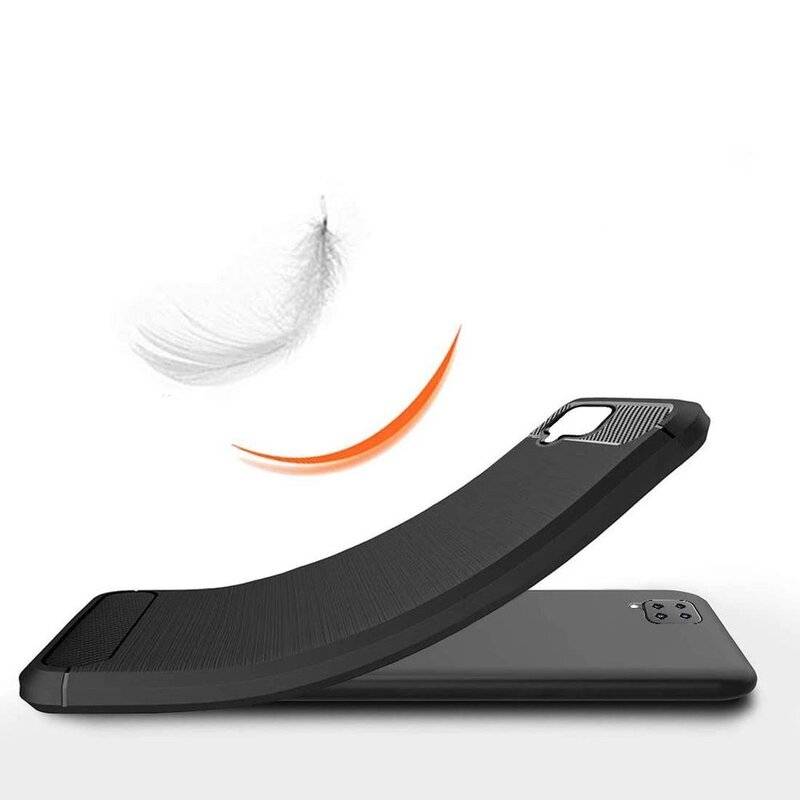 Silikon Hülle Bumper Carbon für SAMSUNG GALAXY A12 (A125F) Case TPU Soft Handyhülle Cover Schwarz