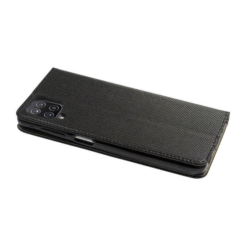 Buch Tasche "Smart" für SAMSUNG GALAXY A12 (A125F) Handy Hülle Etui Schutzhülle mit Standfunktion, Kartenfach Schwarz