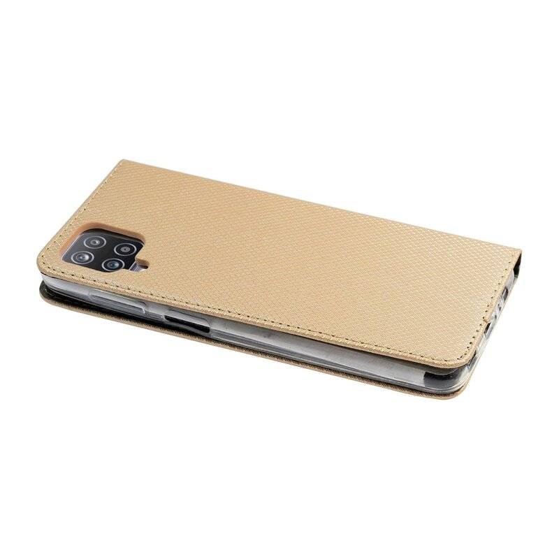 Buch Tasche "Smart" für SAMSUNG GALAXY A12 (A125F) Handy Hülle Etui Schutzhülle mit Standfunktion, Kartenfach Gold