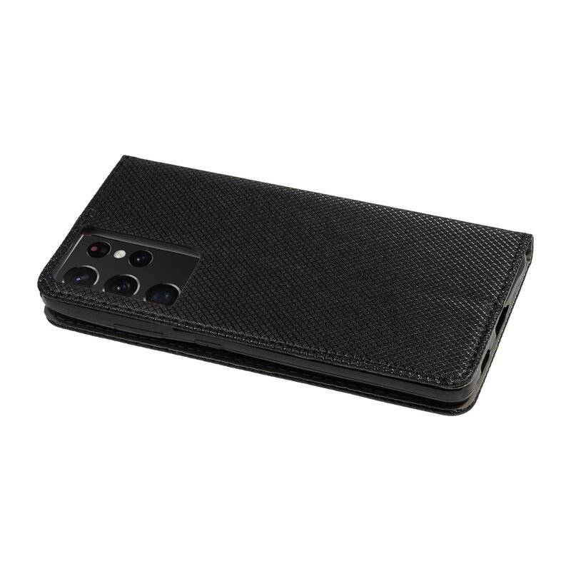 Buch Tasche "Smart" für SAMSUNG GALAXY S21 ULTRA ( G998B ) Handy Hülle Schutzhülle mit Standfunktion, Kartenfach Schwarz
