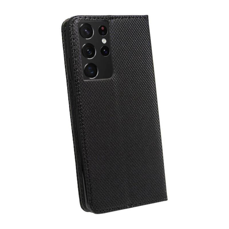 Buch Tasche "Smart" für SAMSUNG GALAXY S21 ULTRA ( G998B ) Handy Hülle Schutzhülle mit Standfunktion, Kartenfach Schwarz
