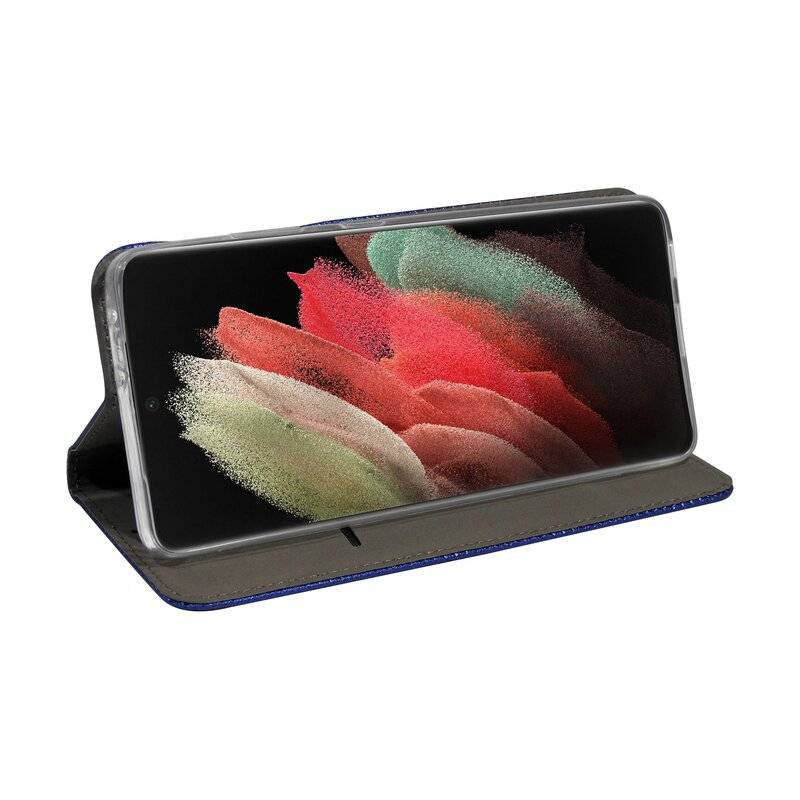 Buch Tasche "Smart" für SAMSUNG GALAXY S21 ULTRA ( G998B )Handy Hülle Schutzhülle mit Standfunktion, Kartenfach Blau
