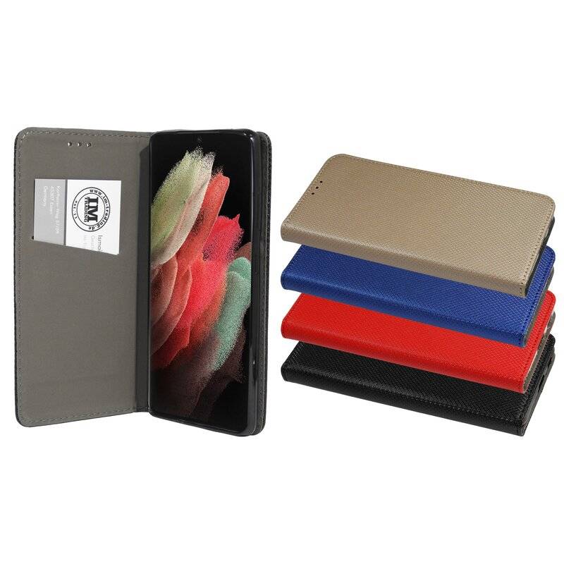 Buch Tasche "Smart" für SAMSUNG GALAXY S21 ULTRA ( G998B ) Handy Hülle Schutzhülle mit Standfunktion, Kartenfach Gold