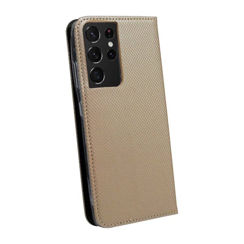 Buch Tasche "Smart" für SAMSUNG GALAXY S21 ULTRA ( G998B ) Handy Hülle Schutzhülle mit Standfunktion, Kartenfach Gold