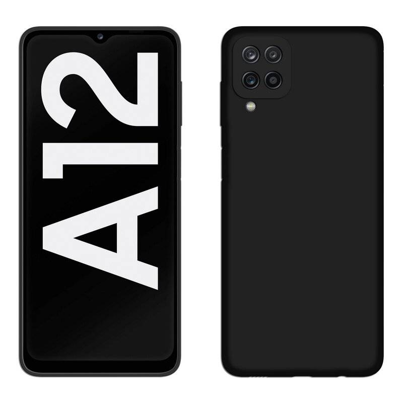 cofi1453® Silikon Hülle Basic kompatibel mit SAMSUNG GALAXY A12 ( A125F ) Case TPU Soft Handy Cover Schutz Schwarz