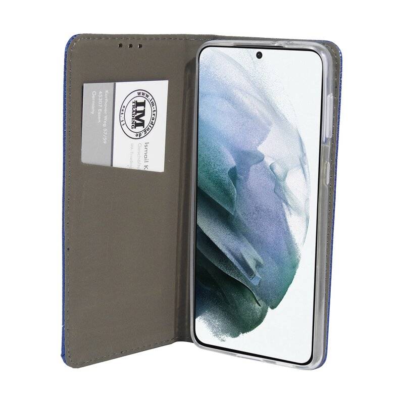 Buch Tasche "Smart" für SAMSUNG GALAXY S21 PLUS ( G996F ) Handy Hülle Schutzhülle mit Standfunktion, Kartenfach Blau