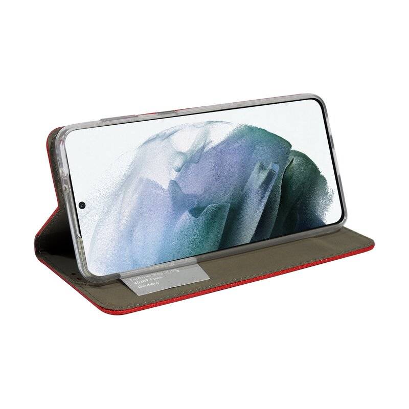 Buch Tasche "Smart" für SAMSUNG GALAXY S21 PLUS ( G996F ) Handy Hülle Etui Schutzhülle mit Standfunktion, Kartenfach Rot