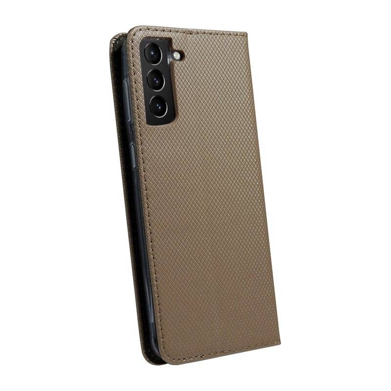 Buch Tasche "Smart" für SAMSUNG GALAXY S21 PLUS ( G996F ) Handy Hülle Schutzhülle mit Standfunktion, Kartenfach Gold