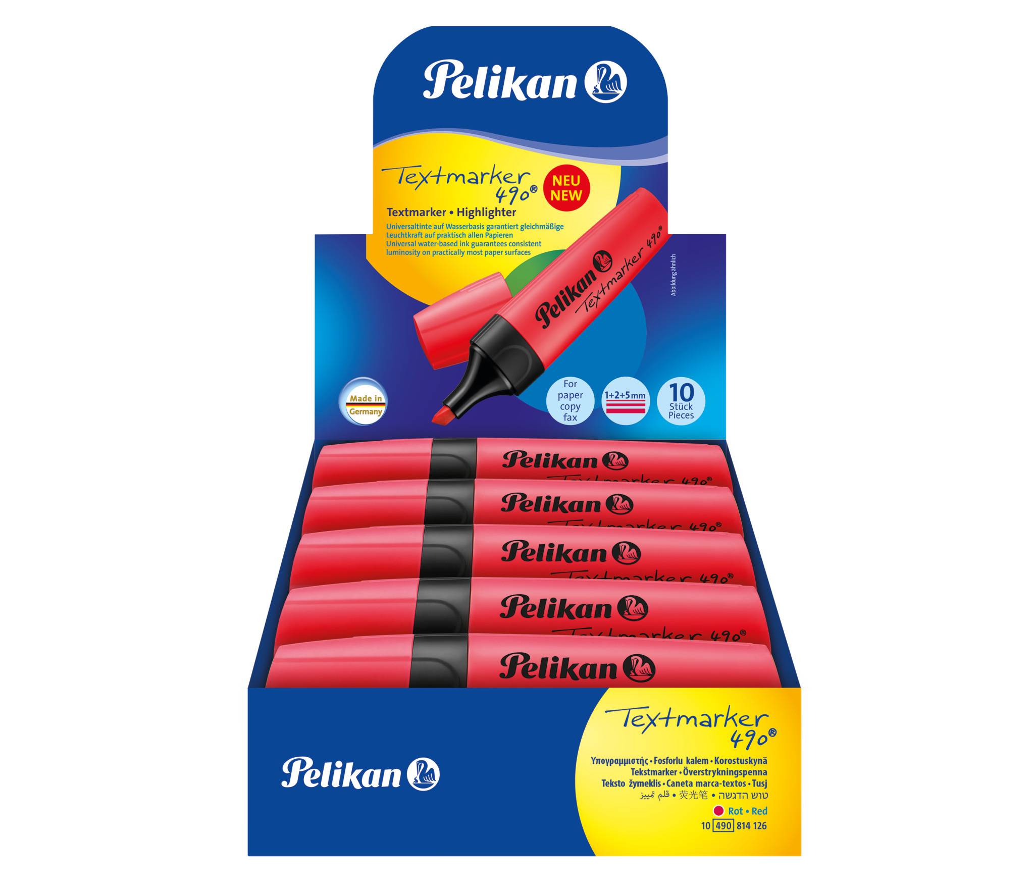 Pelikan Textmarker 490, 1 Stück(e), Rot, Rot, Polypropylen (PP)
