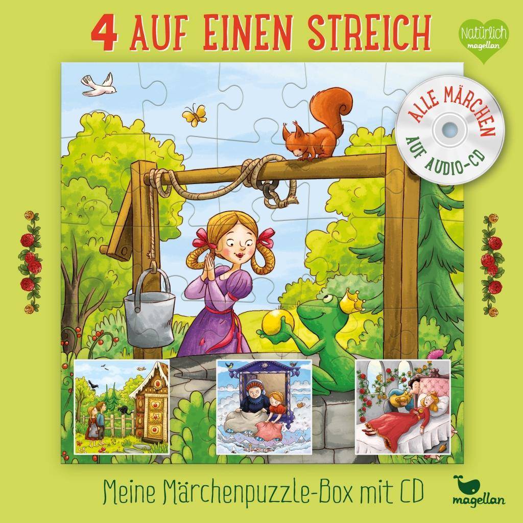 4 auf einen Streich - Meine Märchenpuzzle-Box (Kinderpuzzle) Alle Märchen auf Audio-CD