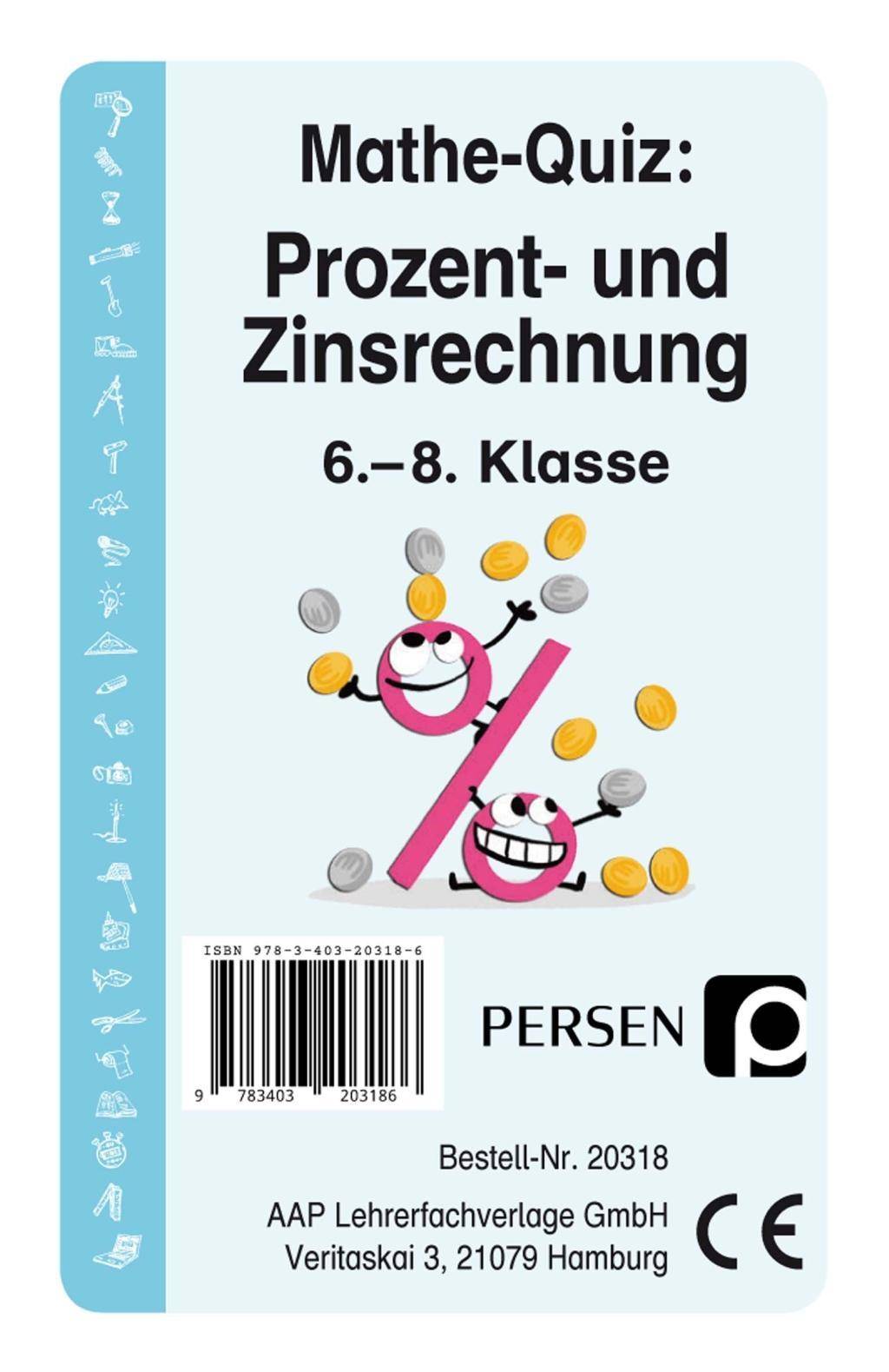 Mathe-Quiz: Prozent- und Zinsrechnung 6. bis 8. Klasse