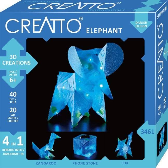 Creatto Elefant 3D-Leuchtfiguren entwerfen, Bastel Set für Elefant, Fuchs oder Handy Station, gestalte deine individuelle Kinderzimmer-Deko
