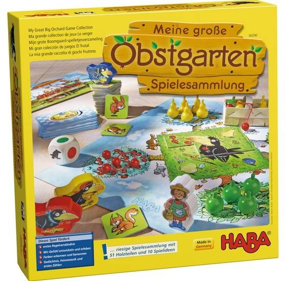 HABA 302282 - Meine große Obstgarten - Spielesammlung Riesige Spielesammlung mit 51 Holzteilen und 10 Spielideen!