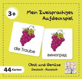 Mein Zweisprachiges Aufdeckspiel, Obst und Gemüse, Russisch (Kinderspiel) Deutsch-Rusisch, Mein zweisprachiges Aufdeckspiel, 44 Karten, Sprachförder