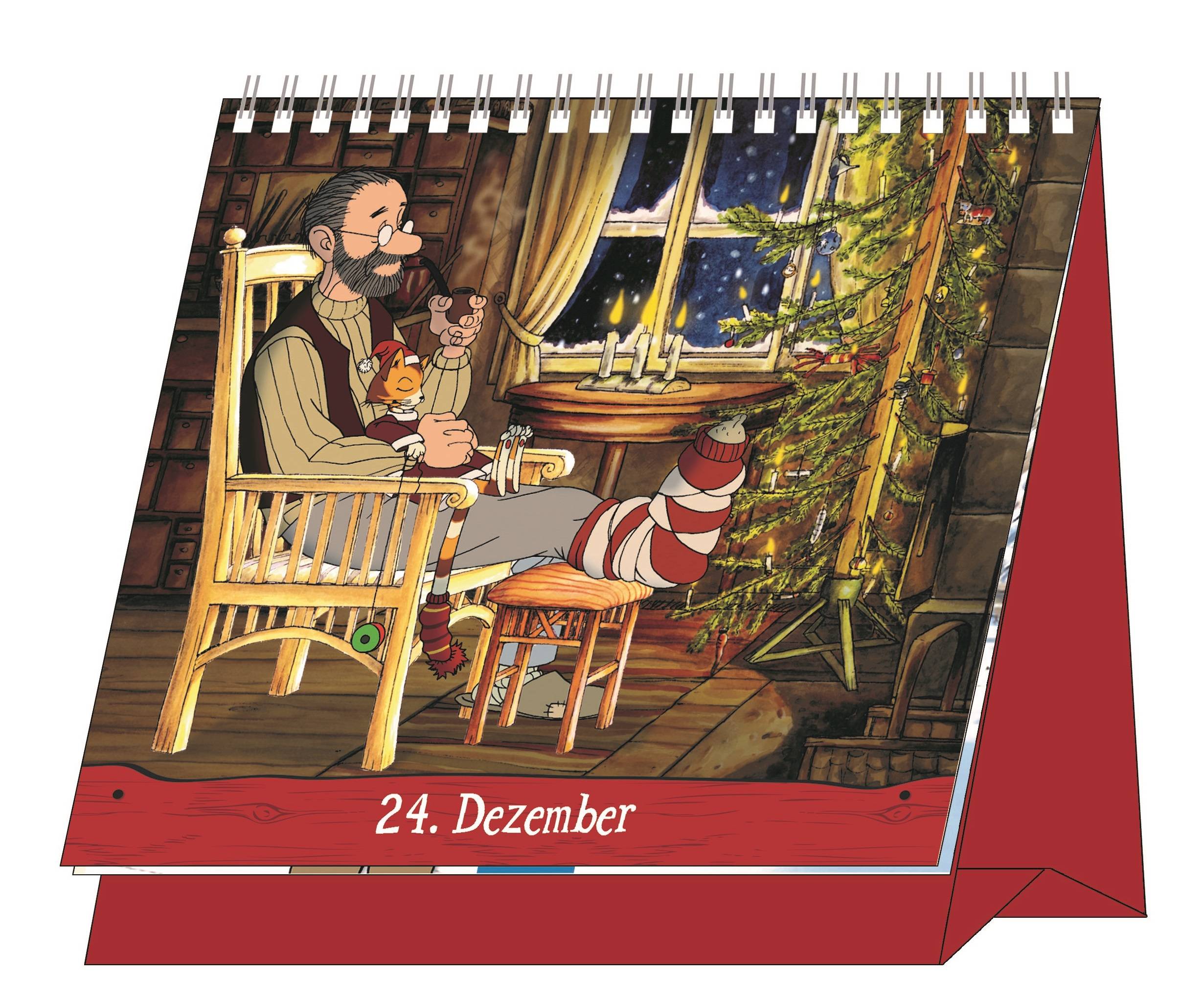 Pettersson und Findus Adventskalender Mit 24 Türchen auf dem Cover. Aufstelladventskalender